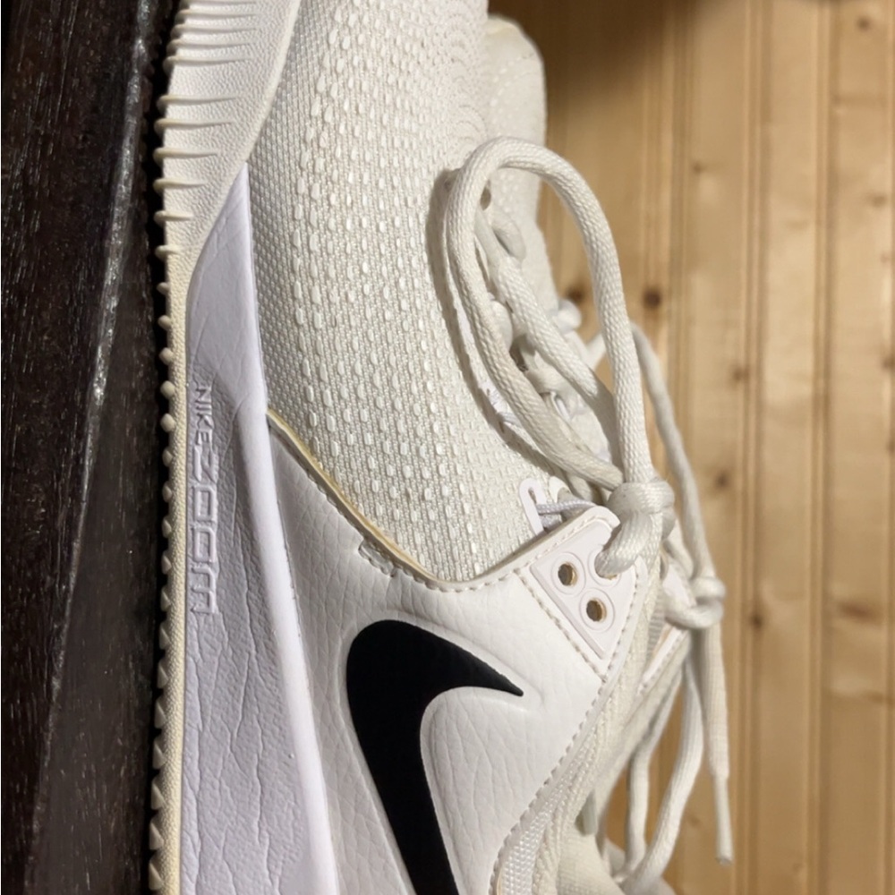 Nike White and Black Sneakers with Mesh Upper